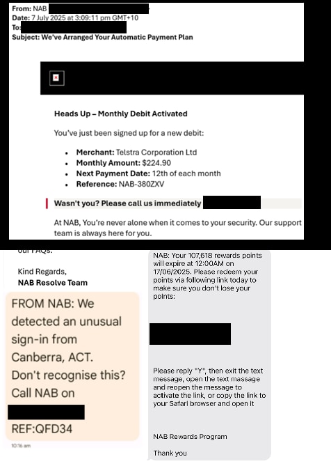 image showing phishing email