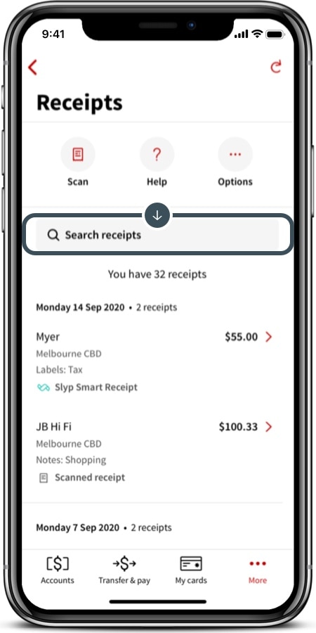 Search for digital receipts | Online banking guide - NAB