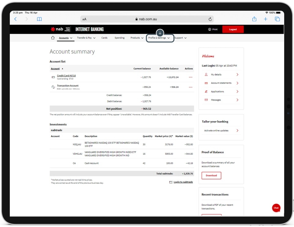 How to turn on smart statements Online banking guide NAB