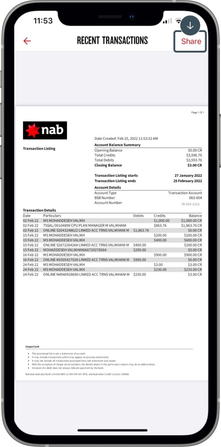 Download a recent transaction statement | Online banking guide - NAB