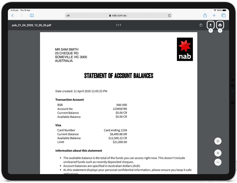 How To Download A Proof Of Balance Statement Help Guide Nab 5049