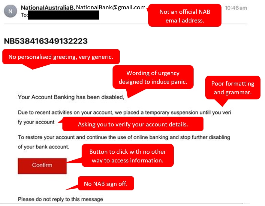 bank phishing examples